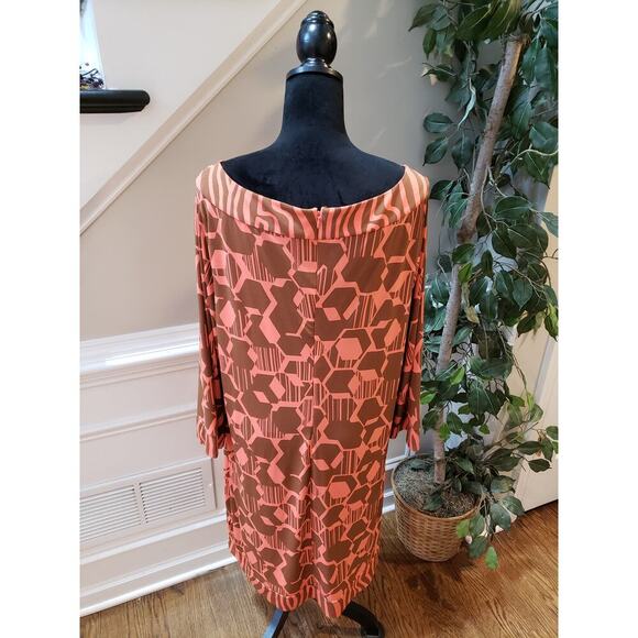 Attention Midi Dress Women XXL Multicolor Coral Honeycomb and Zebra Pattern - Picture 8 of 11